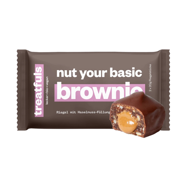 Treatfuls Bio dunker Haselnuss-Brownie Riegel 40g